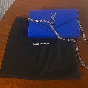 New YSL Crossbody Blue Bag with Pouch